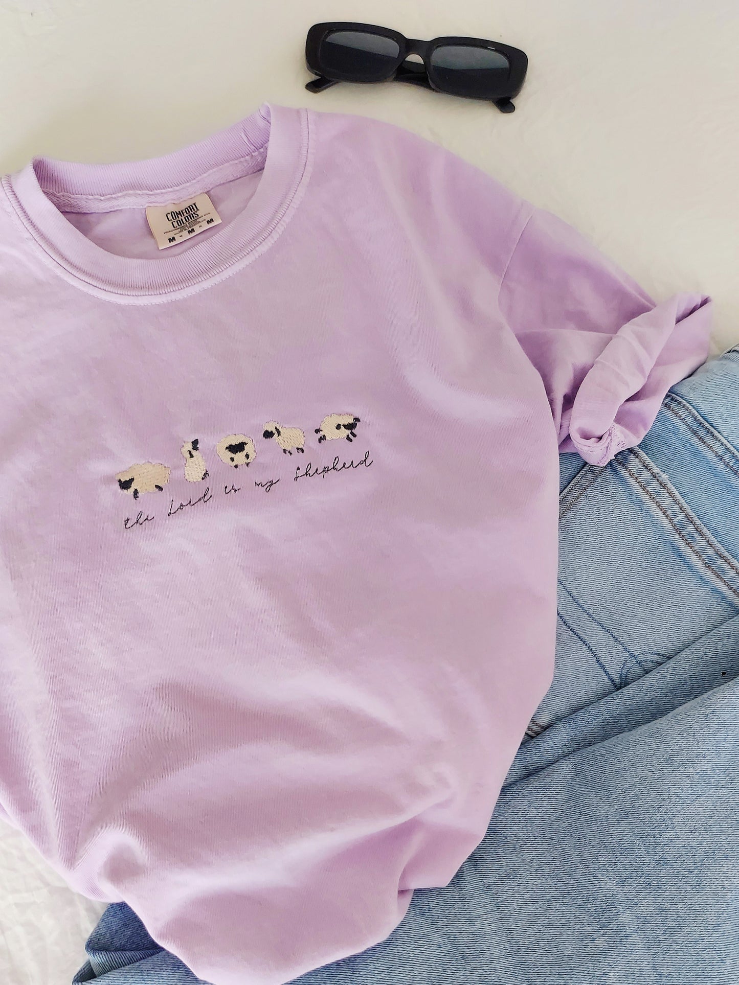 The Lord Is My Shepherd Embroidered Tee / Purple