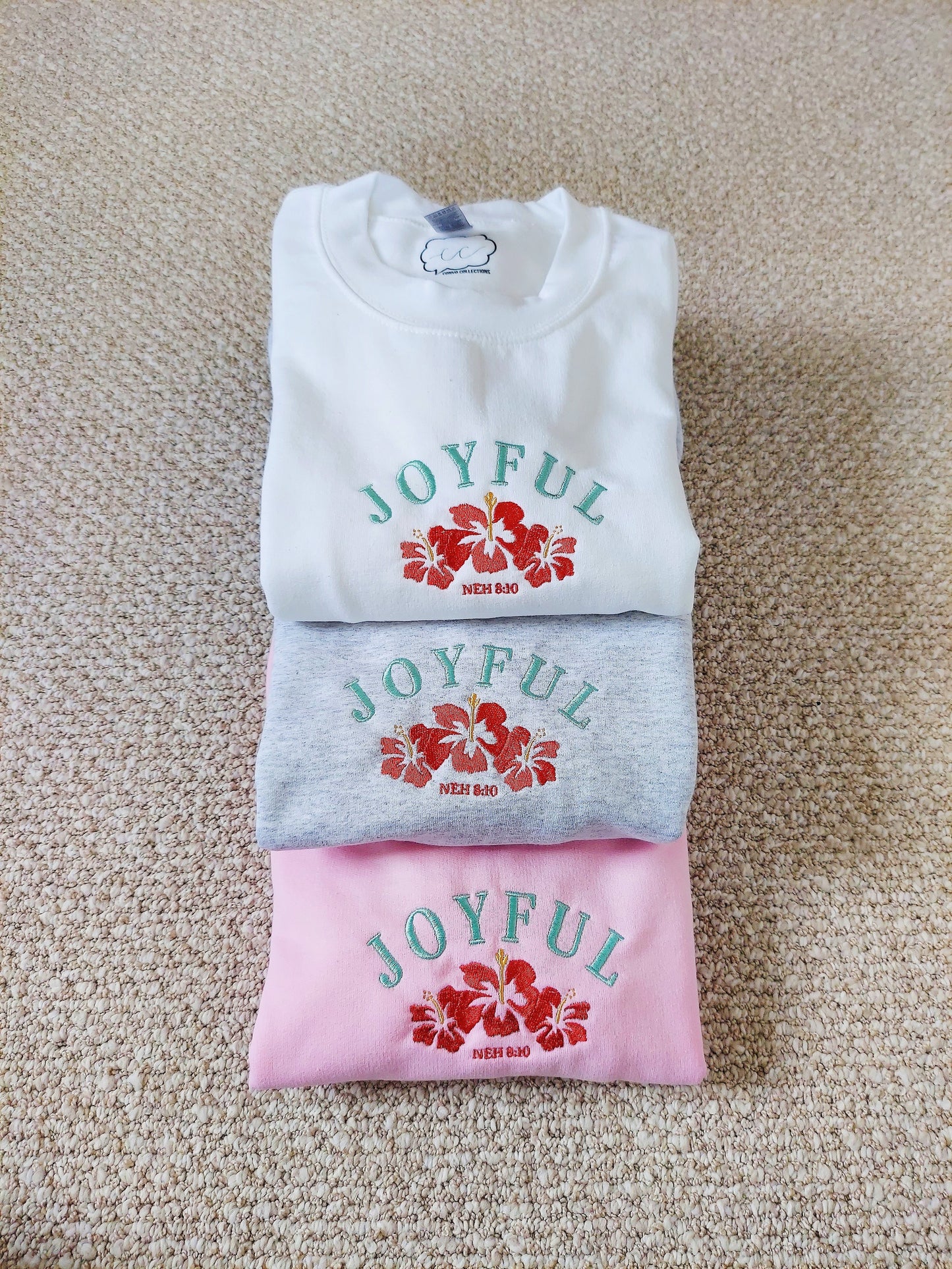 Joyful Embroidered Crew / Gray