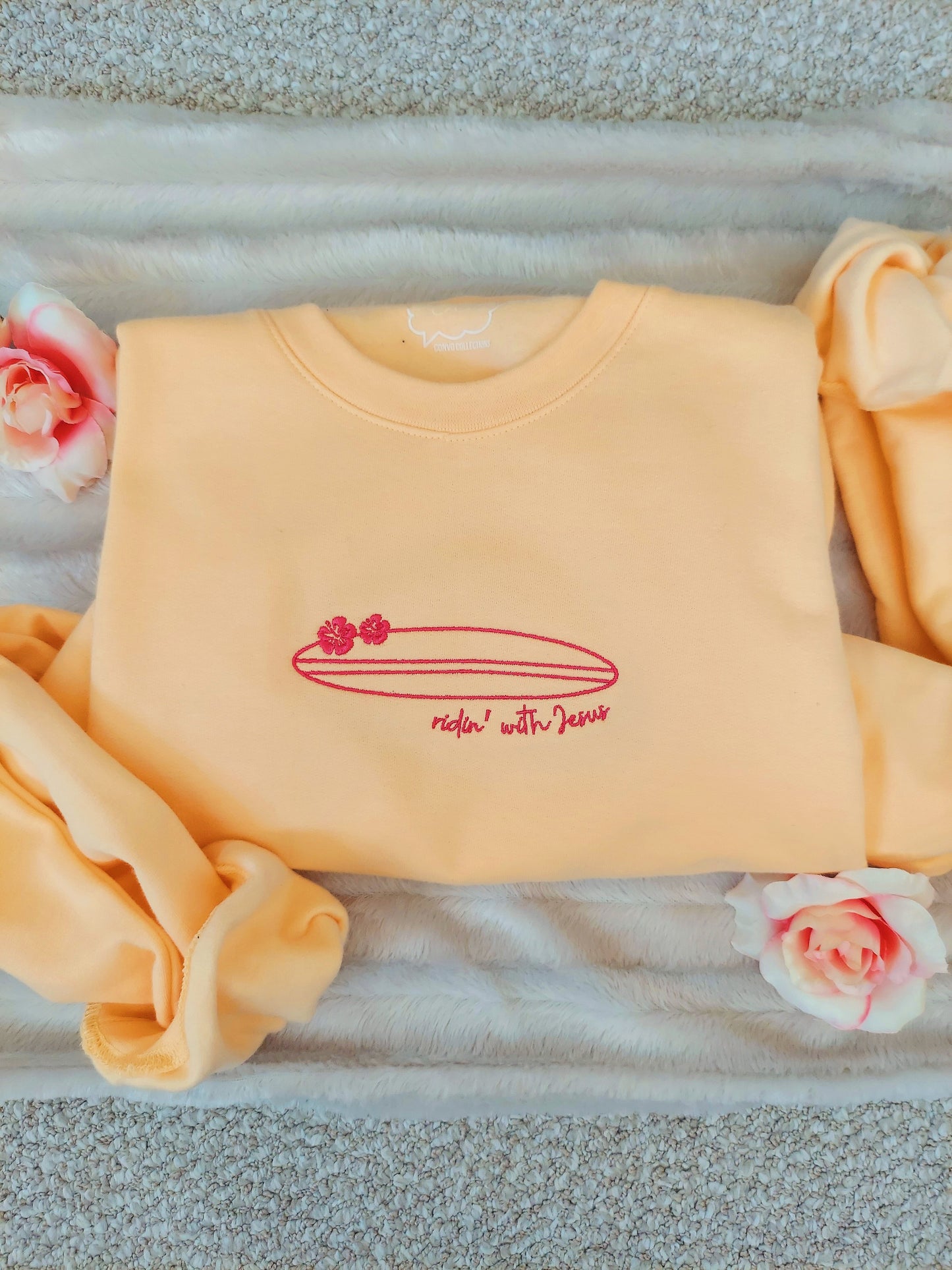 Ridin' with Jesus Embroidered Crew / Butter Yellow