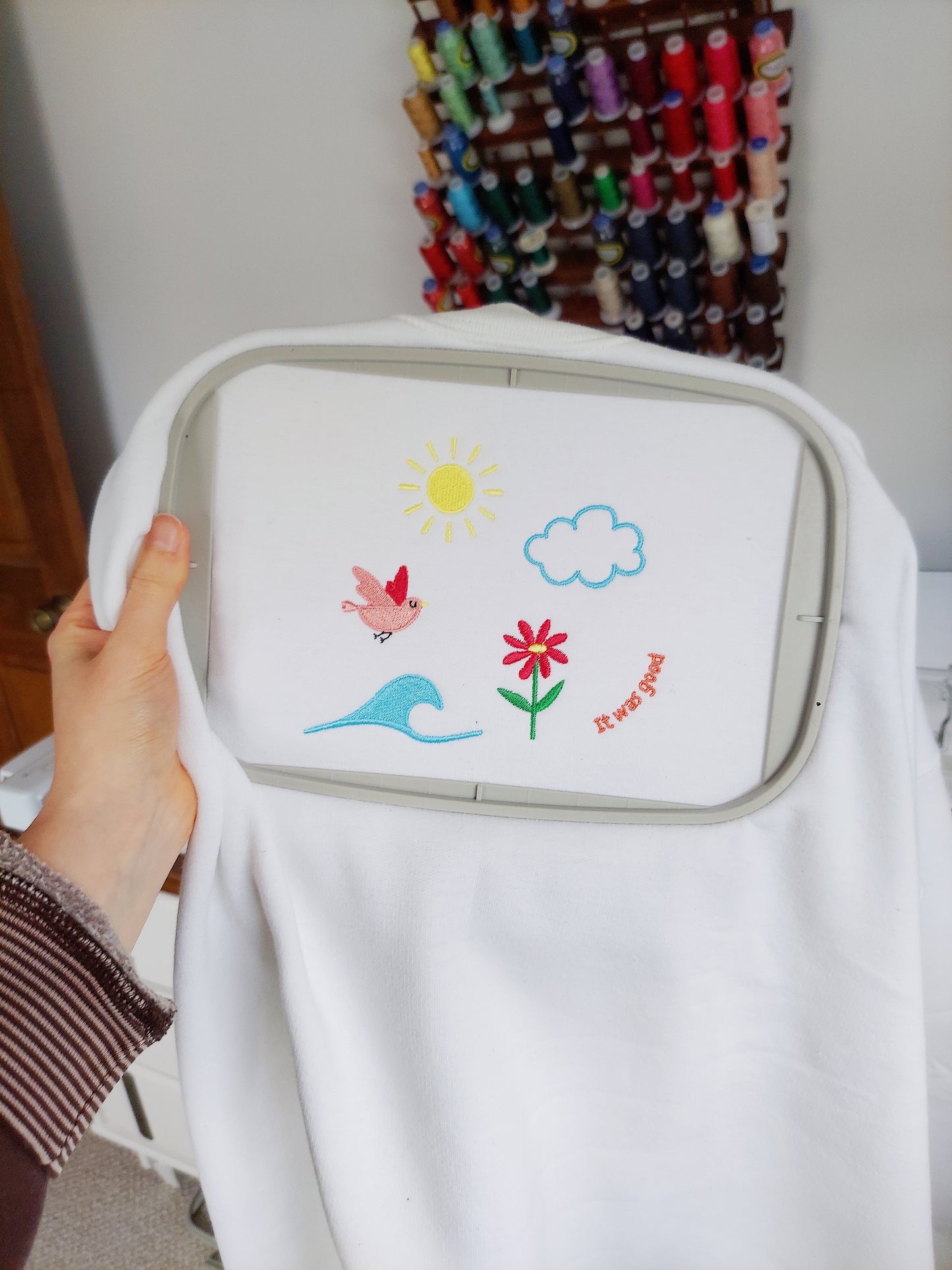 It Was Good Embroidered Crew / White