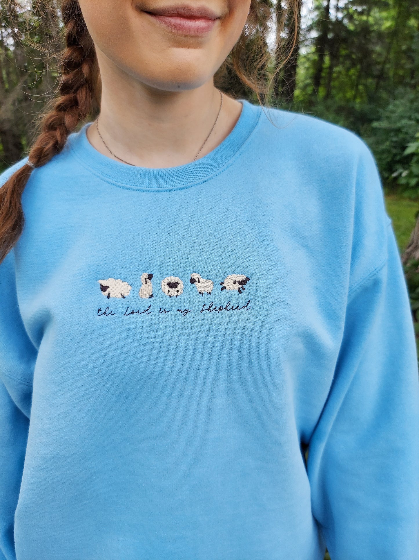 The Lord Is My Shepherd Embroidered Crew / Blue