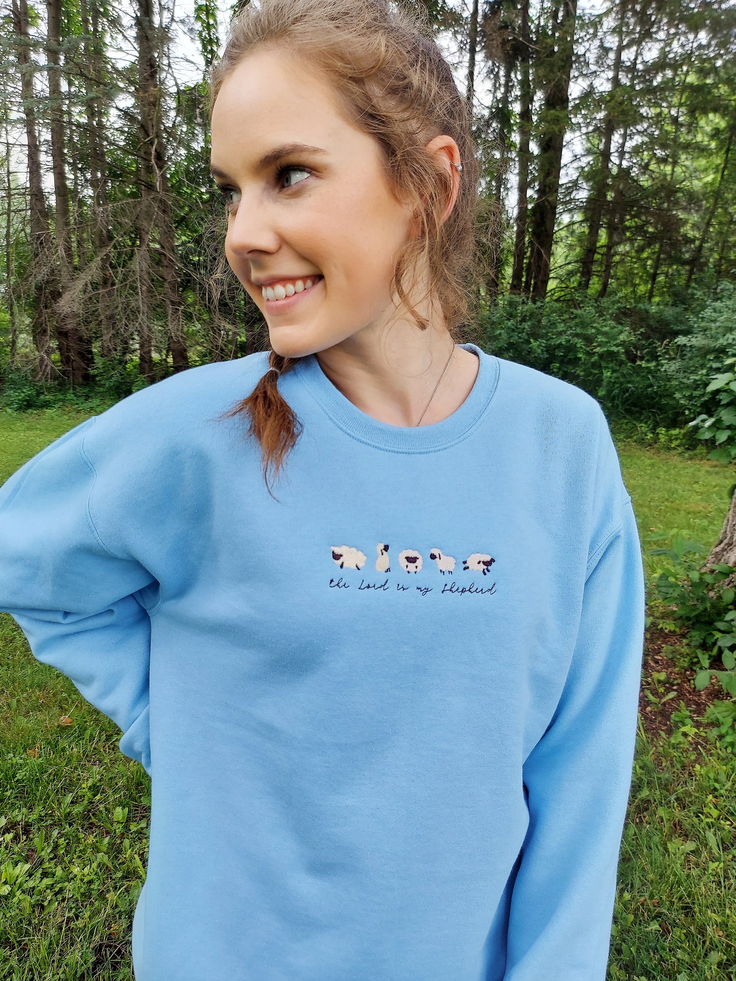 The Lord Is My Shepherd Embroidered Crew / Blue