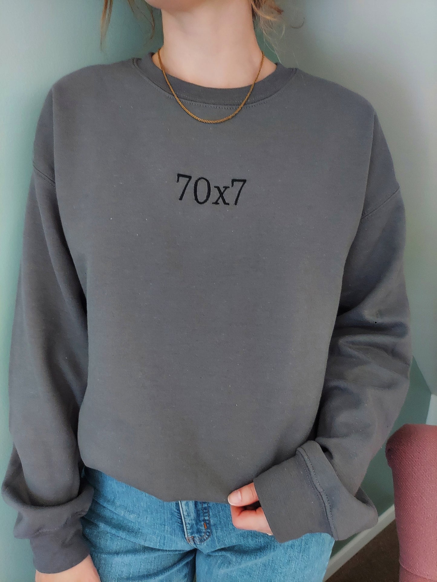70x7 Embroidered Crew / Gray