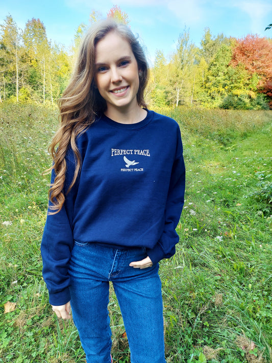 Perfect Peace Embroidered Crew / Navy