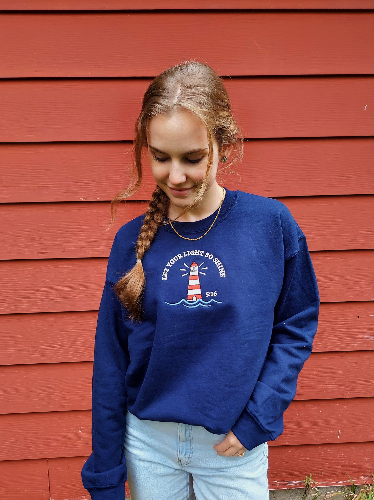 Let Your Light So Shine Embroidered Crew / Navy