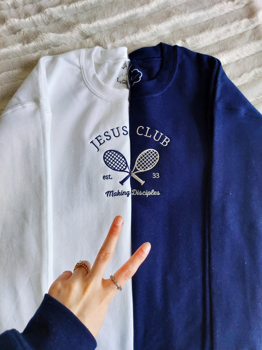 Jesus Club Embroidered Crew / Navy