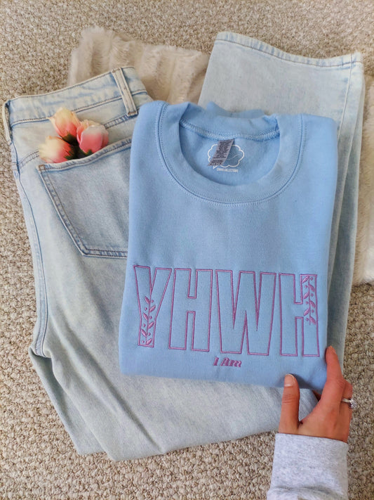 Yahweh Embroidered Crew / Blue