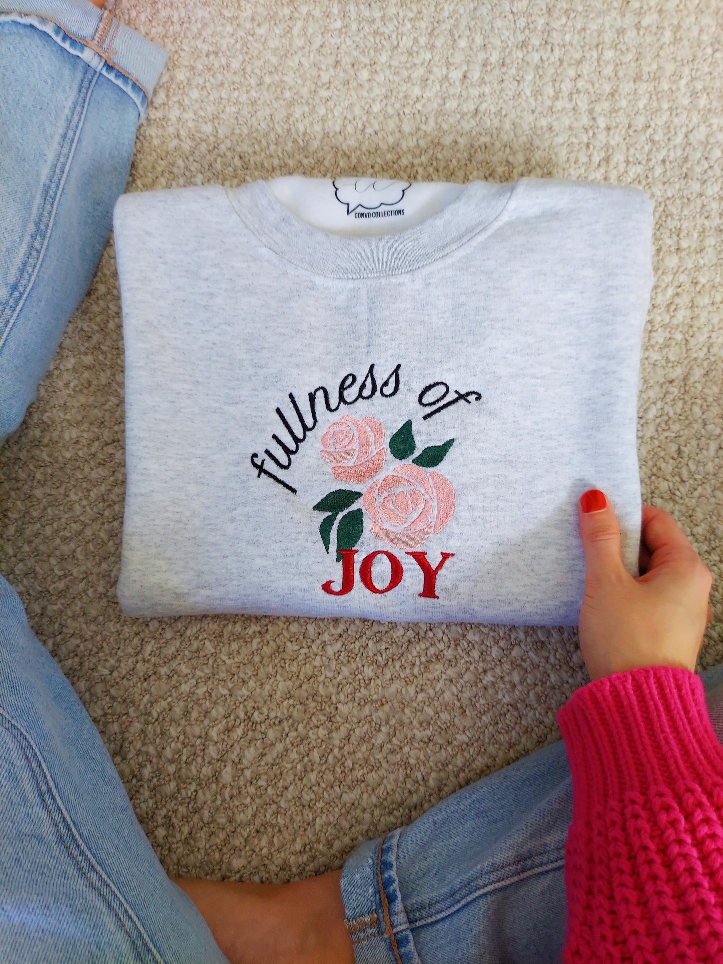 Fullness of Joy Embroidered Crew / Gray