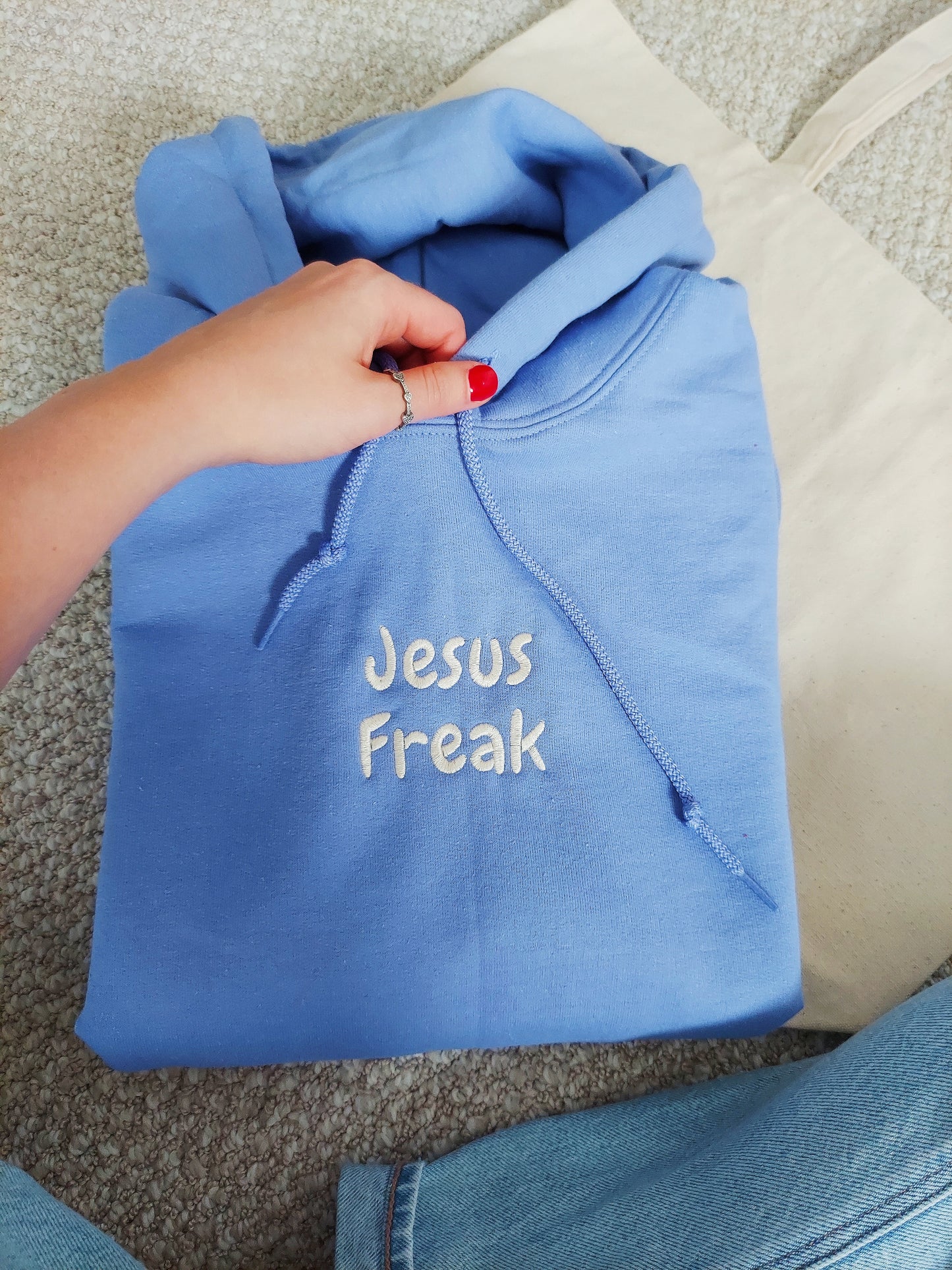 Jesus Freak Embroidered Hoodie / Periwinkle