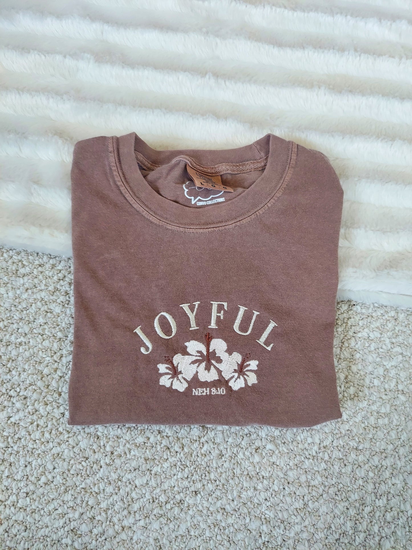 JOYFUL Embroidered Tee / Brown