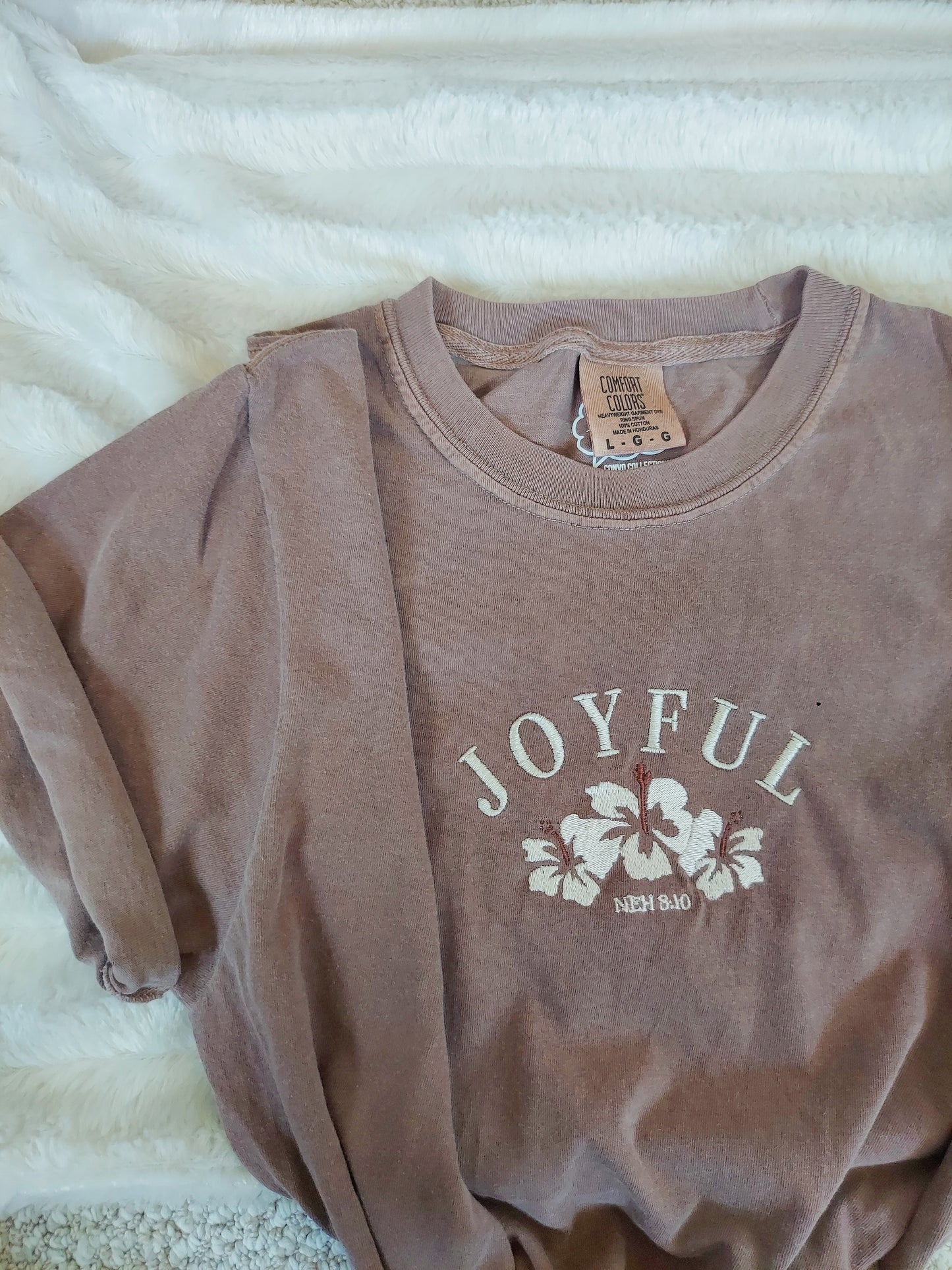 JOYFUL Embroidered Tee / Brown