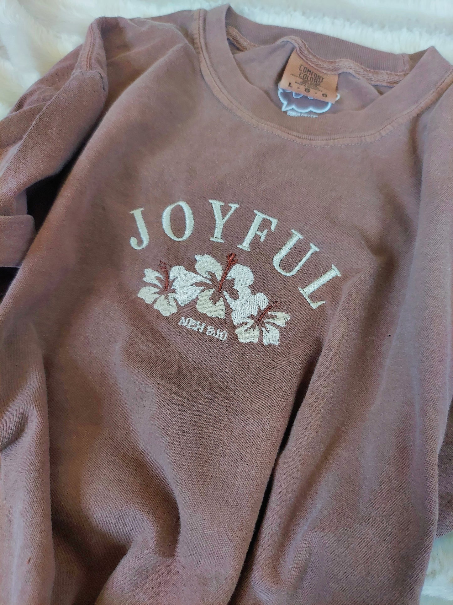 JOYFUL Embroidered Tee / Brown