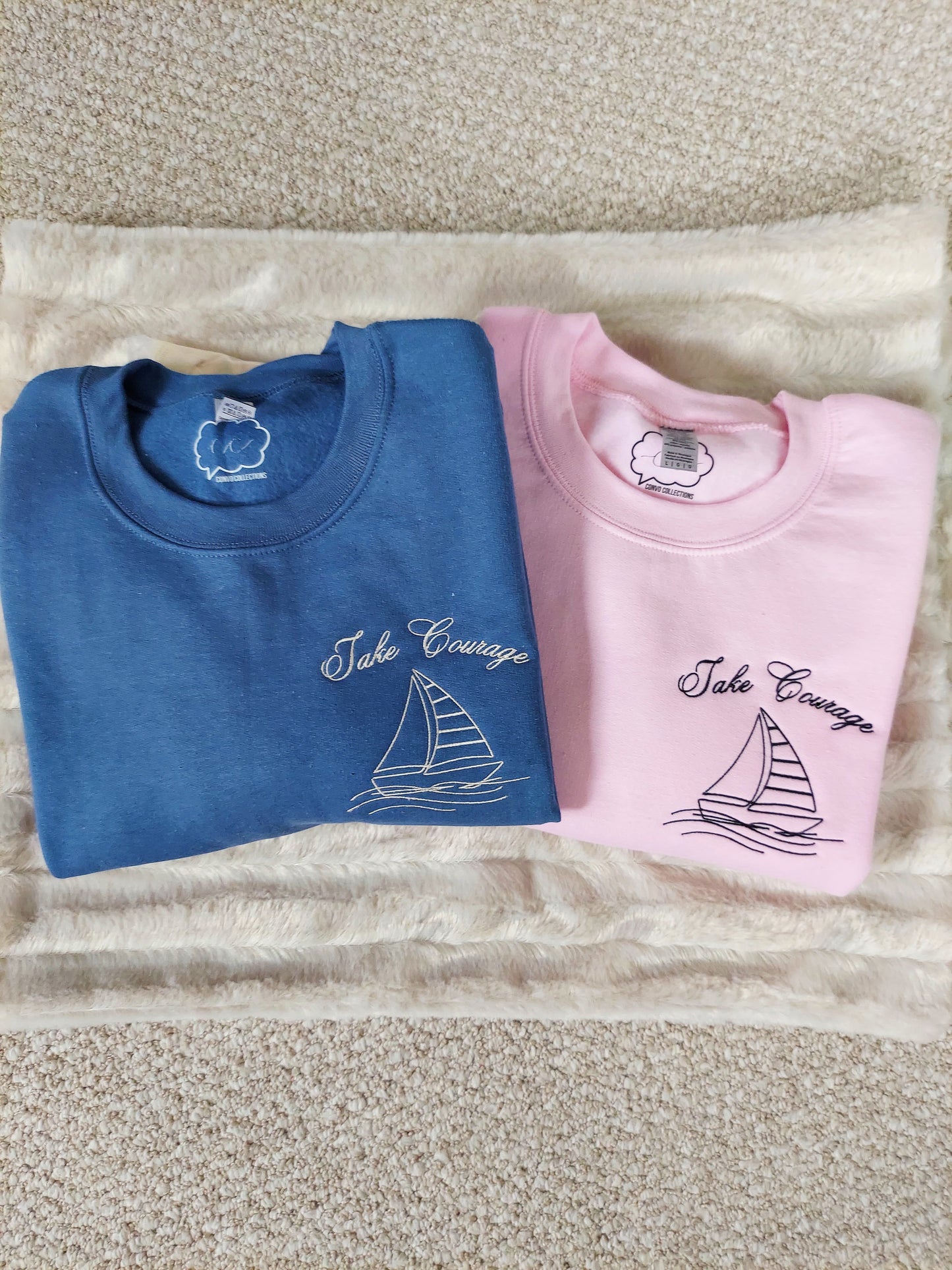 Take Courage Embroidered Crew / Pink