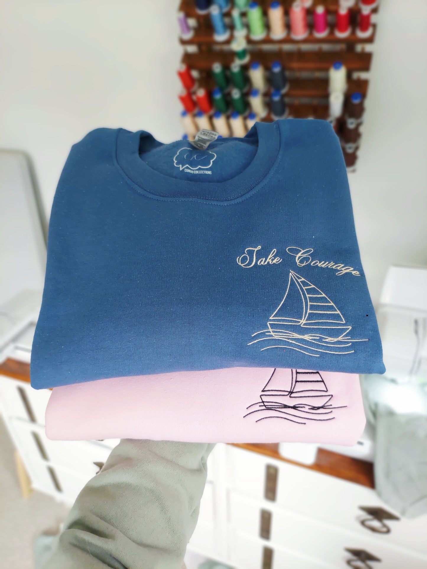 Take Courage Embroidered Crew / Pink