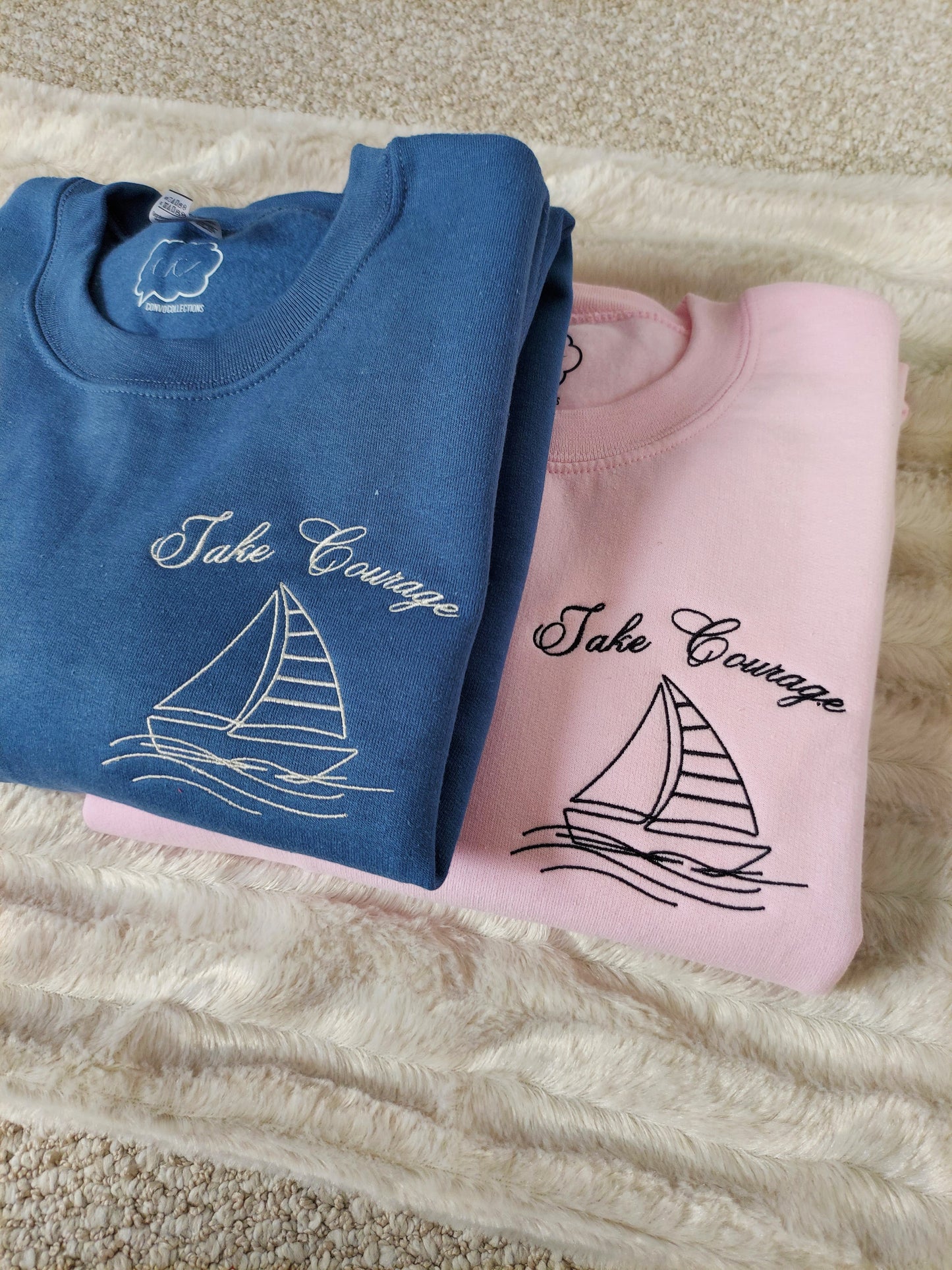 Take Courage Embroidered Crew / Pink