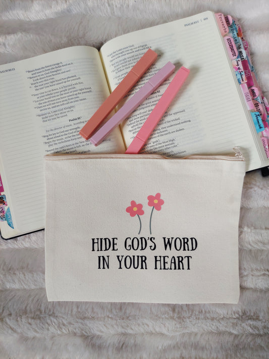 Hide God's Word In Your Heart / Canvas Pencil Pouch