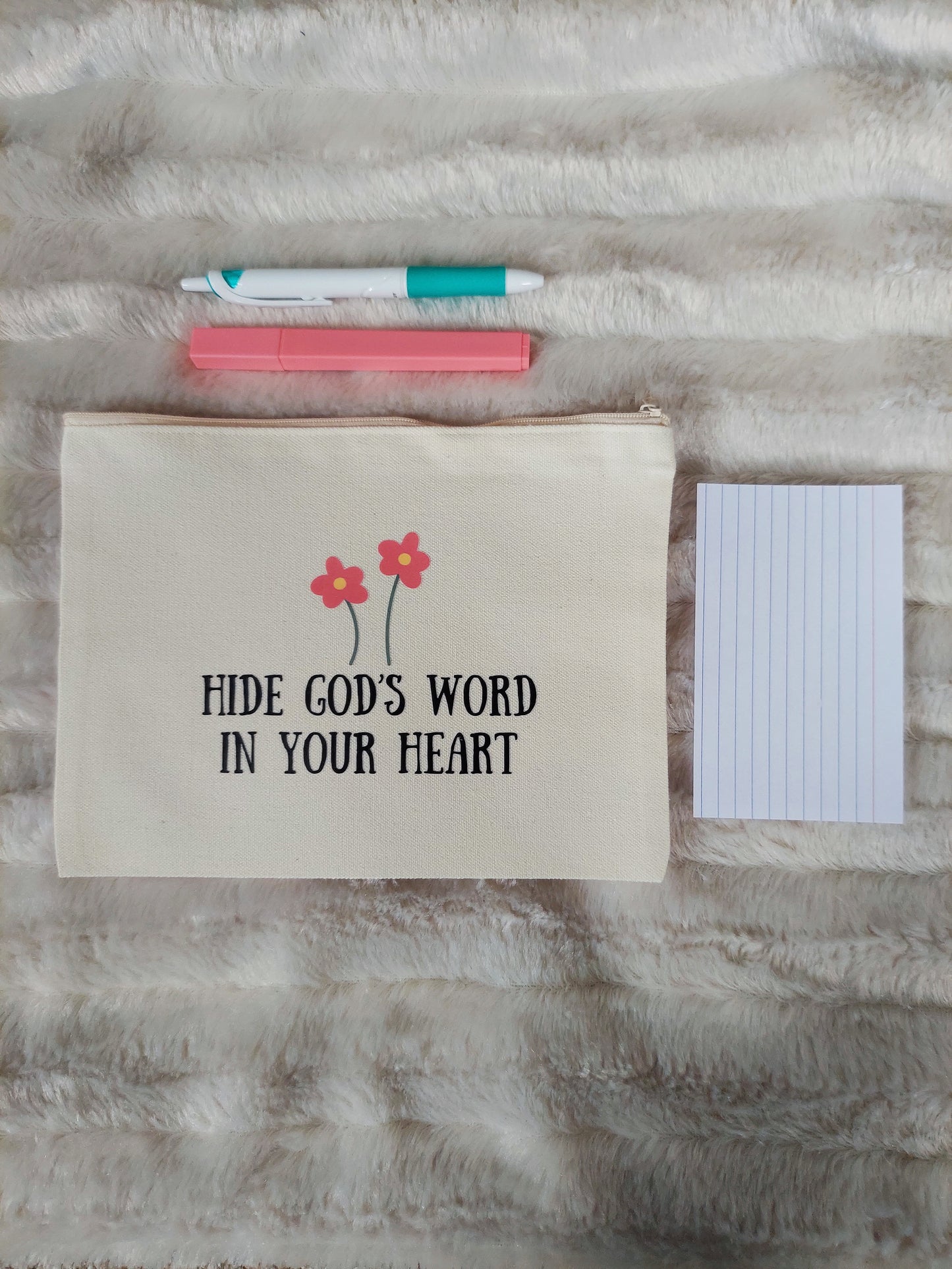 Hide God's Word In Your Heart / Canvas Pencil Pouch