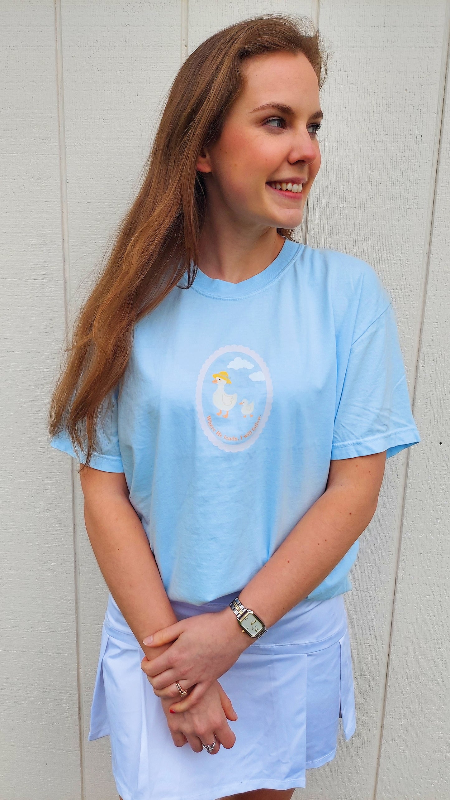Where He Leads, I Will Follow Tee / Blue
