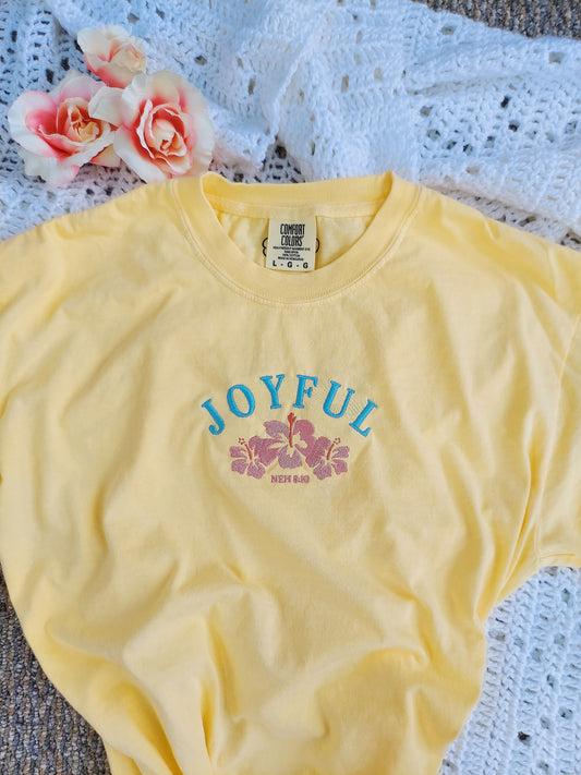 JOYFUL Embroidered Tee / Butter Yellow