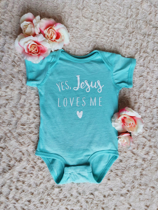 Yes, Jesus Loves Me Baby Onesie / Blue