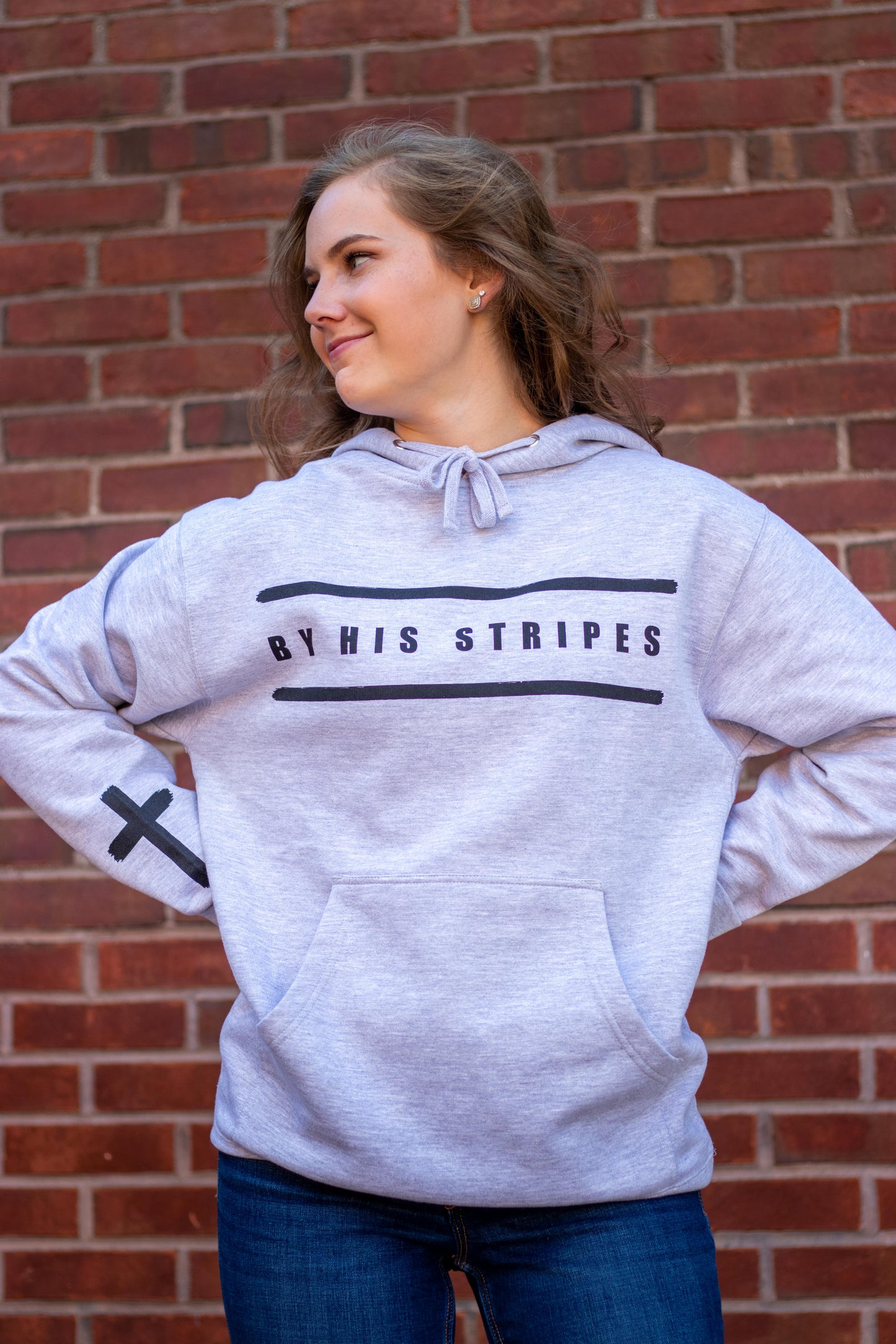 By His Stripes Hoodie / Gray